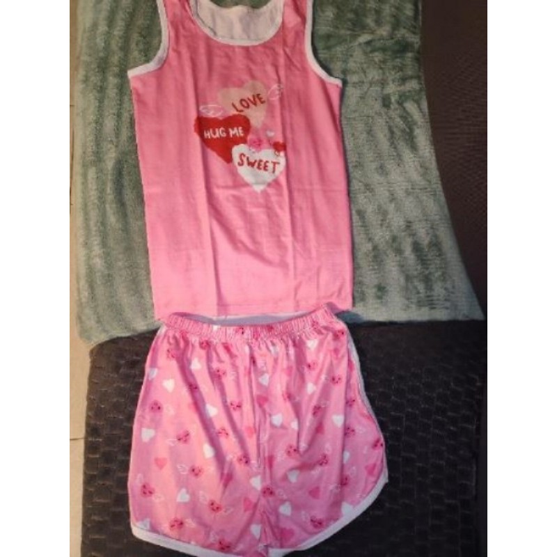 Pyjama short rose cœur enfant taille 12 ans 