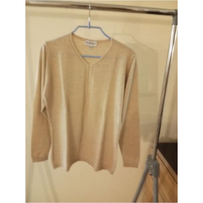 Pul col V beige taille 40 100% laine empiècement fantaisie V.Neuf 50,00€