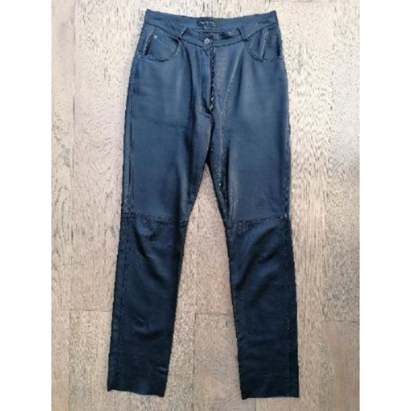 Pantalon cuir agneau noir, Doublé jusqu'aux genoux, porté 1 fois, Taille 42