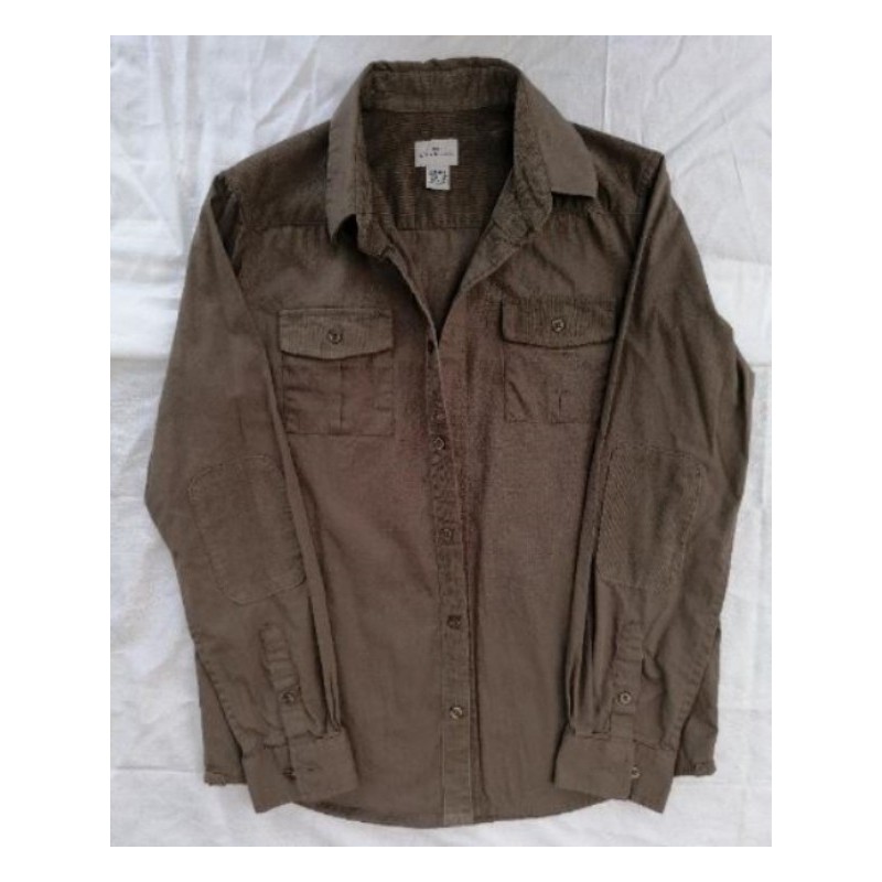 Chemise couleur marron col, épaules & bord poche poitrine en velours, CYRILLYS, Taille 12 ans/150