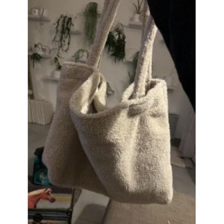 Sac tote bag fourrure beige 