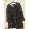 Robe Pull femme noir/blanc long dos col V taille M