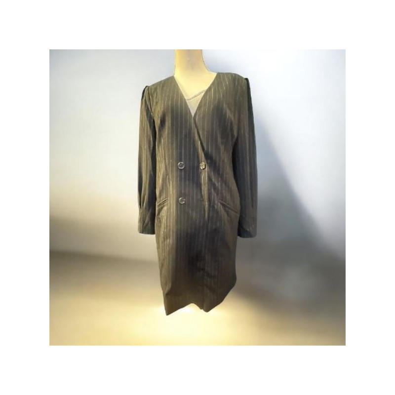 Kiabi T42 / Robe blazer noire croisée, fines rayures blanches