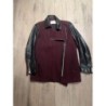 MANTEAU COURT BORDEAUX ET MANCHES  CUIR NOIRES Paul and Joe sister Taille M