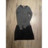 ROBE ADO MAILLE GRISE HAUT RAYE BLANC Mango Taille 13/14