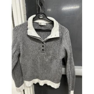 Pull femme gris col polo TM