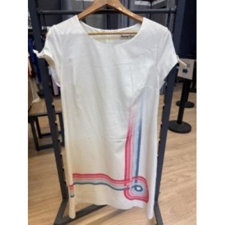 Robe écrue lignes colorées,...