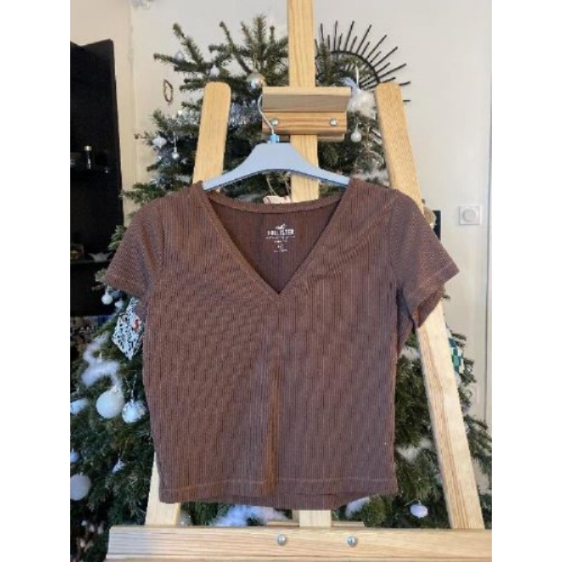 t-shirt marron Hollister, taille M 