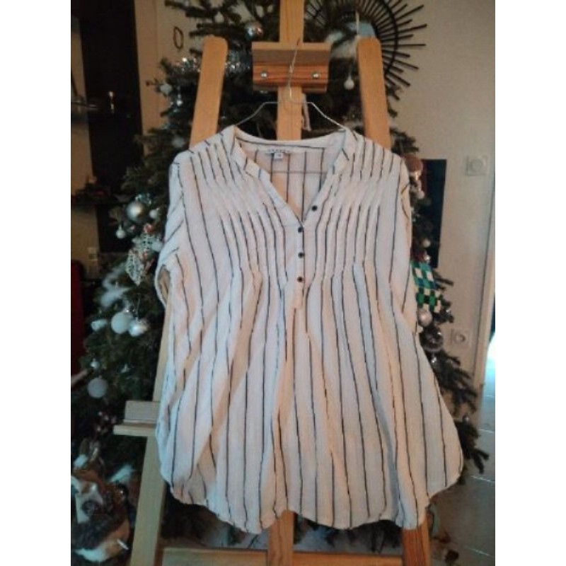 Chemise blanche à rayures bleues creeks taille 40