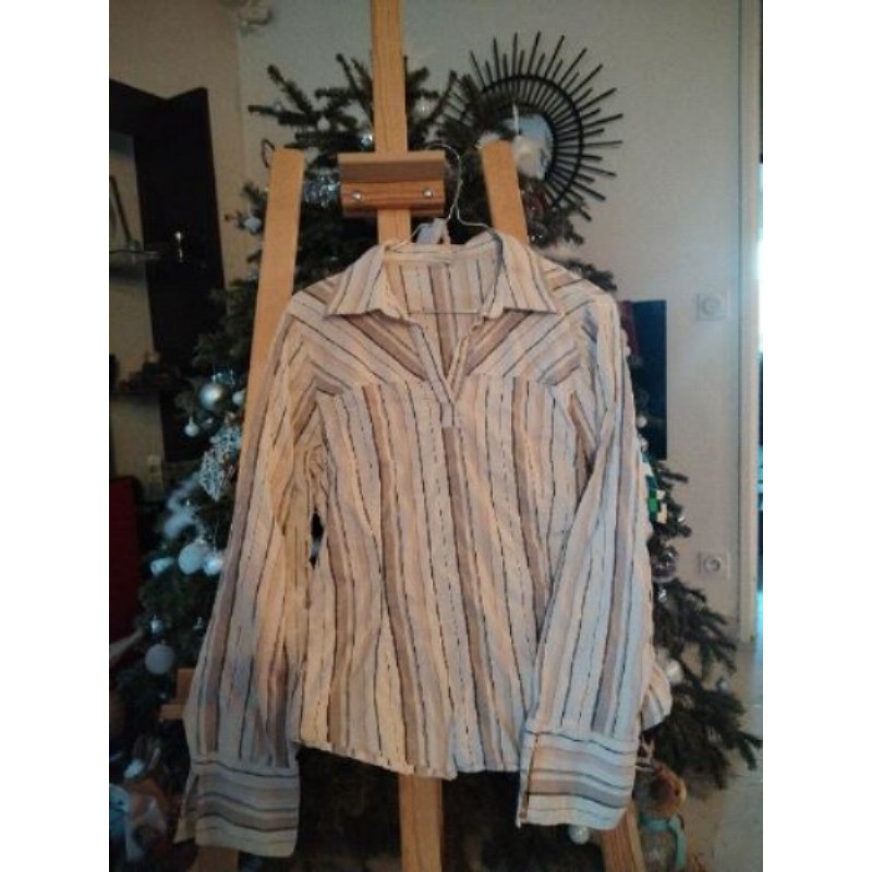 Chemisier avec rayures gris et creme, jacquelineRiu, taille 3 M