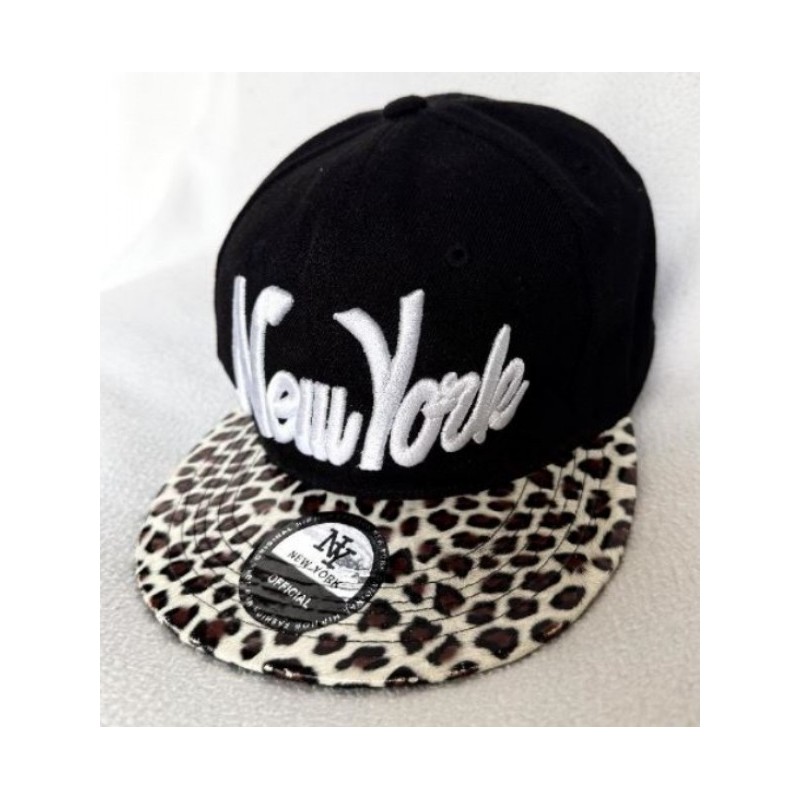 Casquette femme NY - New York - noir et léopard - NEUF 