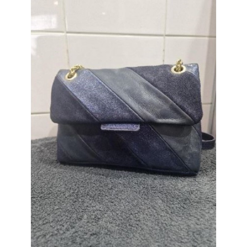 Sac en cuir Italien bleu marine neuf