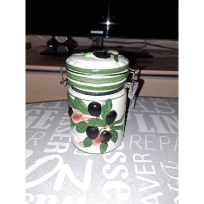 Pot hermétique céramique décor olive