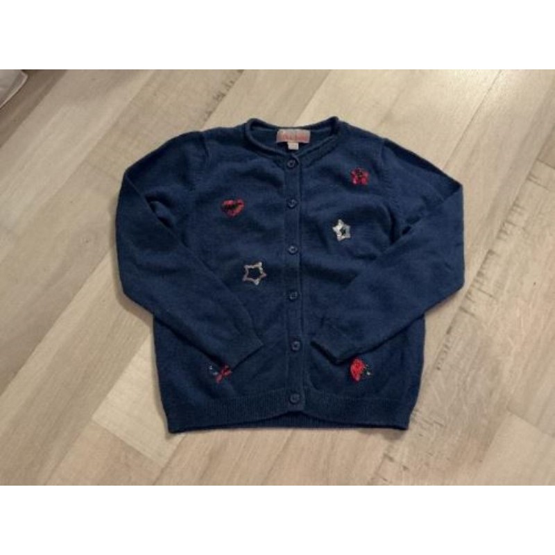 Gilet bleu marine LISA ROSE taille 5 ans avec motifs cœurs et étoiles 