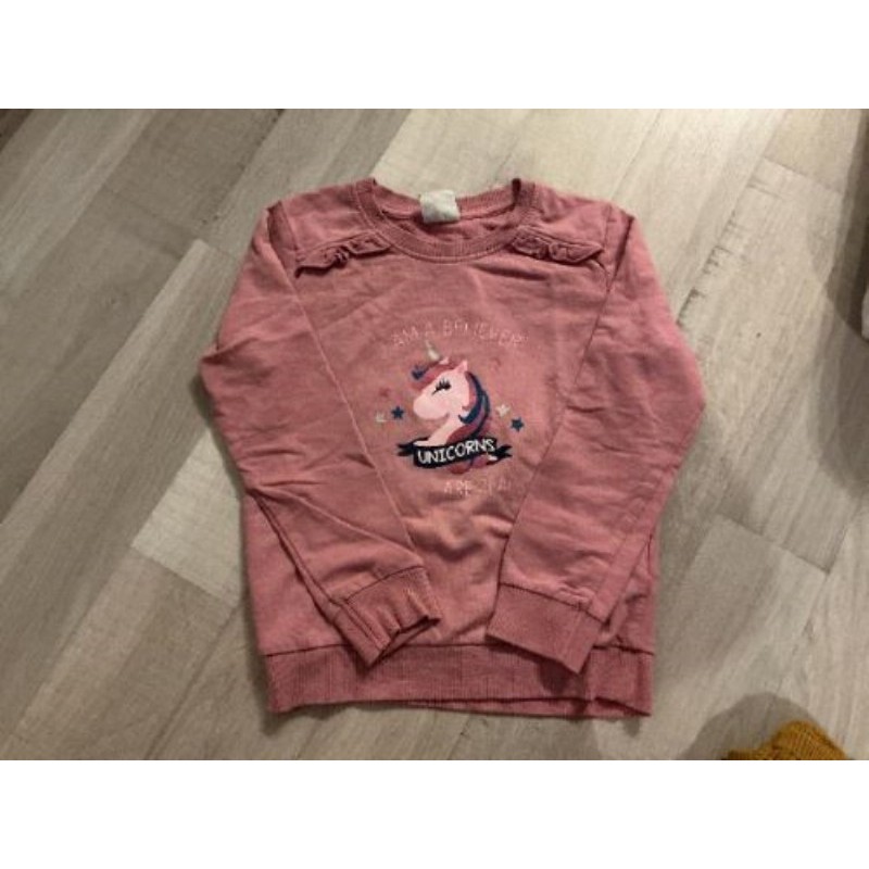 Pull rose avec licorne Poco piano taille 4-5 ans 