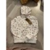 Pull capuche blanc avec motifs fleurs roses et violettes KIABI taille 4 ans