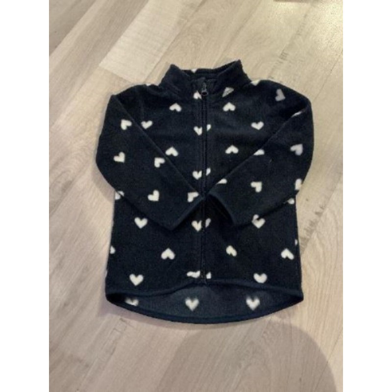 Veste polaire bleu marine avec cœurs blancs taille 18-24 mois BLUE SEVEN 