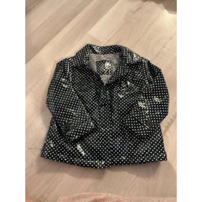Manteau ciré doublé bleu marine à pois blancs taille 3 ans CFK collection 