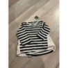 Tee shirt ma ches longues rayé blanc et bleu marine avec petit cœur argenté taille 6 mois neuf avec 