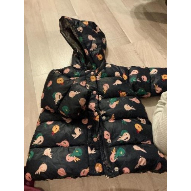 Manteau doudoune marine à motifs oiseaux multicolore PETIT BATEAU taille 24 mois 