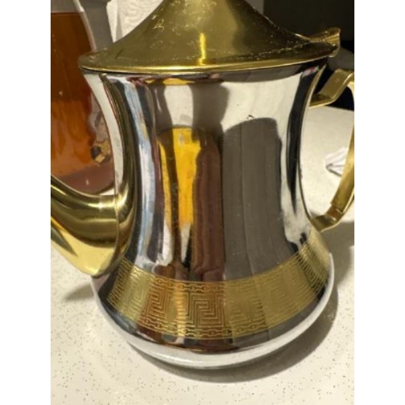 Théière 10/12 tasses argent et doré 