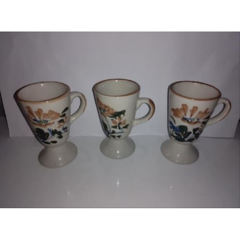MUGS Lot de 3 (Mazagrans) Tasses fleuries en céramique Bon état