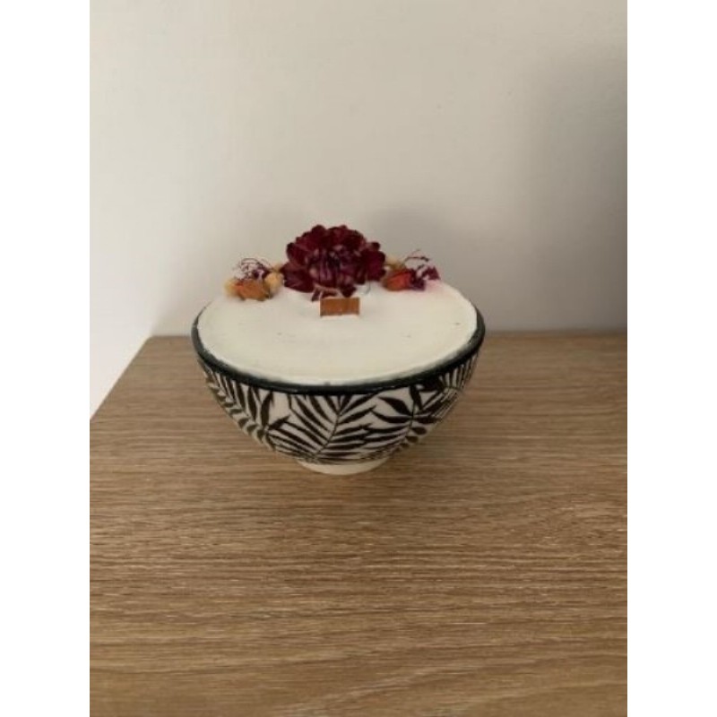 Bougie cire vegetale et fleurs séchées