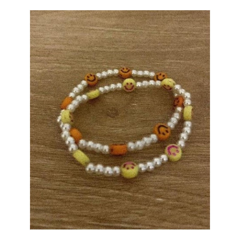 Lot de 2 Bracelets smileys élastiques 