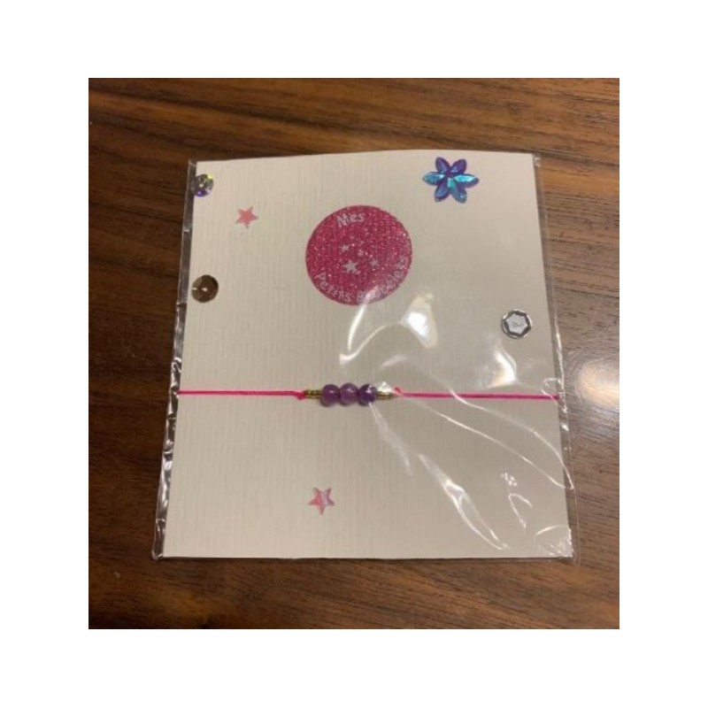 Bracelet fin réglable et perles en améthyste