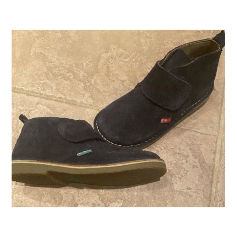 Chaussures Kickers à scratch daim bleu marine taille 27 - ideal pour mariage cérémonie - très bon ét