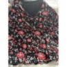 Tunique Edmee noir et fleurs rouges taille 42/44