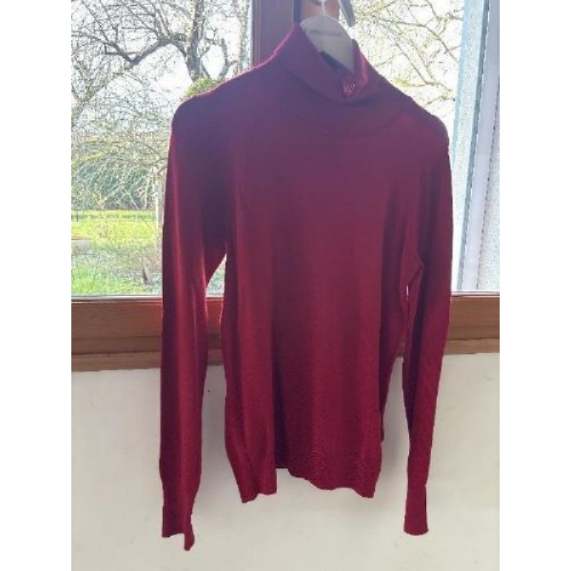 Pull col roulé rouge 70% viscose ici et maintenant T38/40