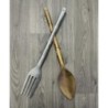 Décoration murale vintage en bois peint en doré et argenté cuillère fourchette 