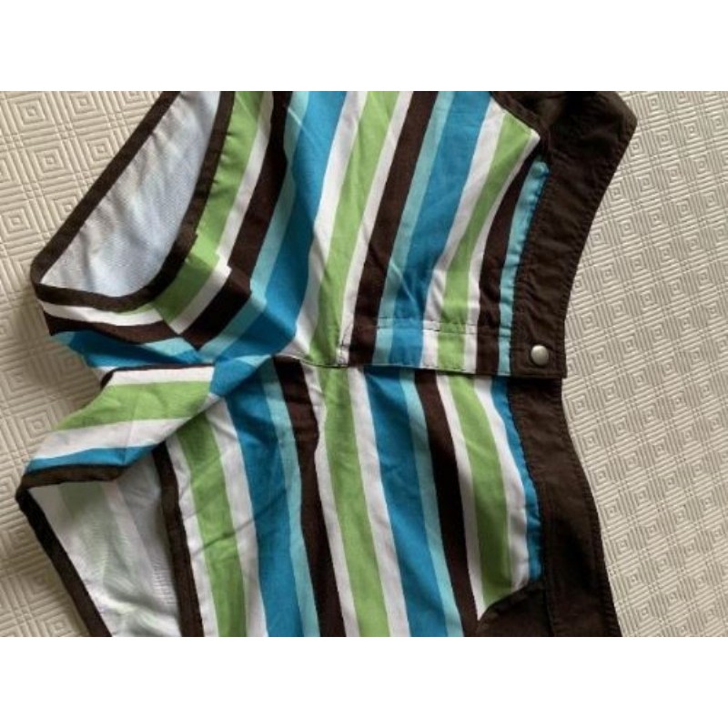 Short plage femme rayures vert/blanc/bleu/marron T44