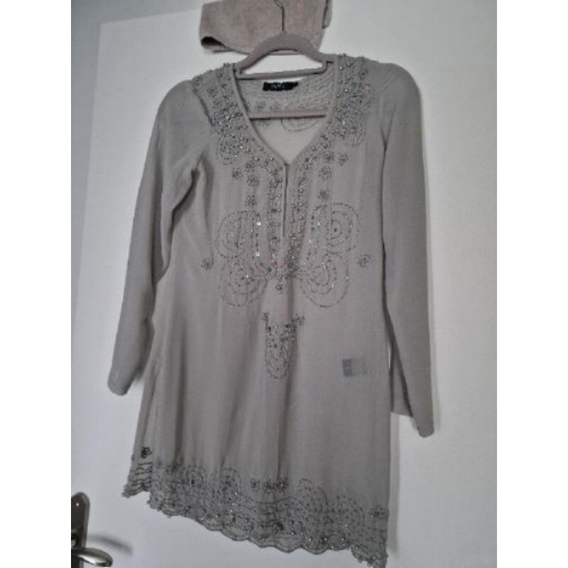 Chemisier Lynn Adler gris & perles Taille M 