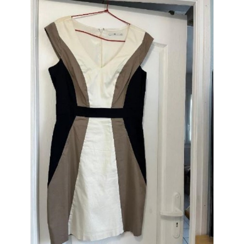 Robe habillée Blc-brun-noire XL