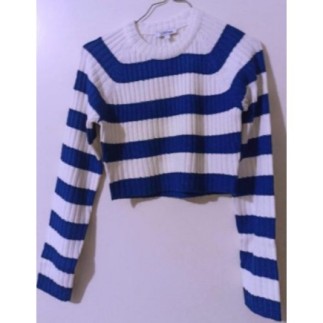 PULL COURT BLANC BLEU...