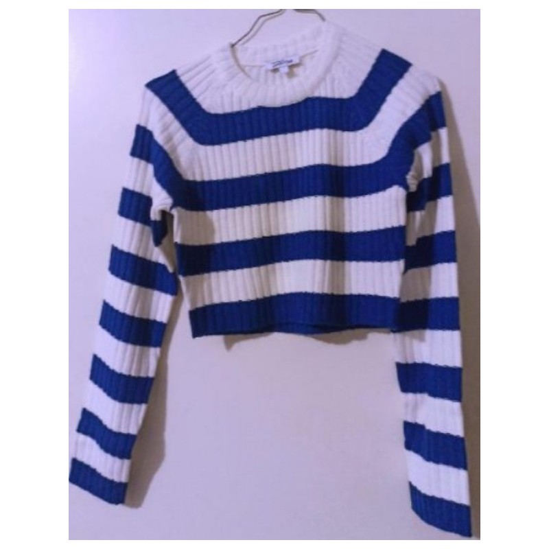 PULL COURT BLANC BLEU TAILLE S JENNYFER COMME NEUF