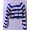 PULL COURT BLANC BLEU TAILLE S JENNYFER COMME NEUF