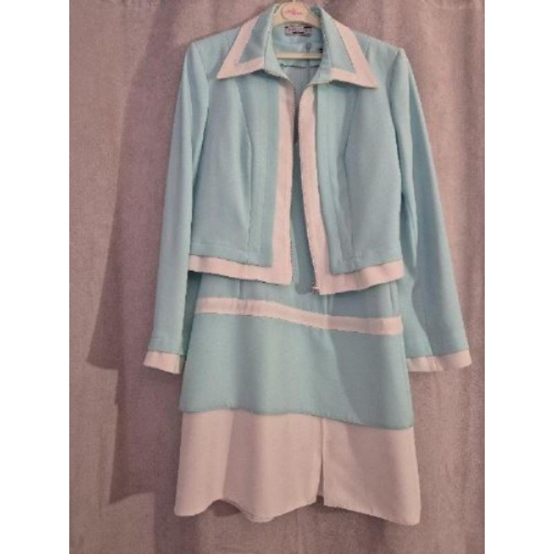 Robe sans manche Turquoise Blanche T40