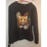 Pull 1.2.3 Noir et Design Tigre Taille M 