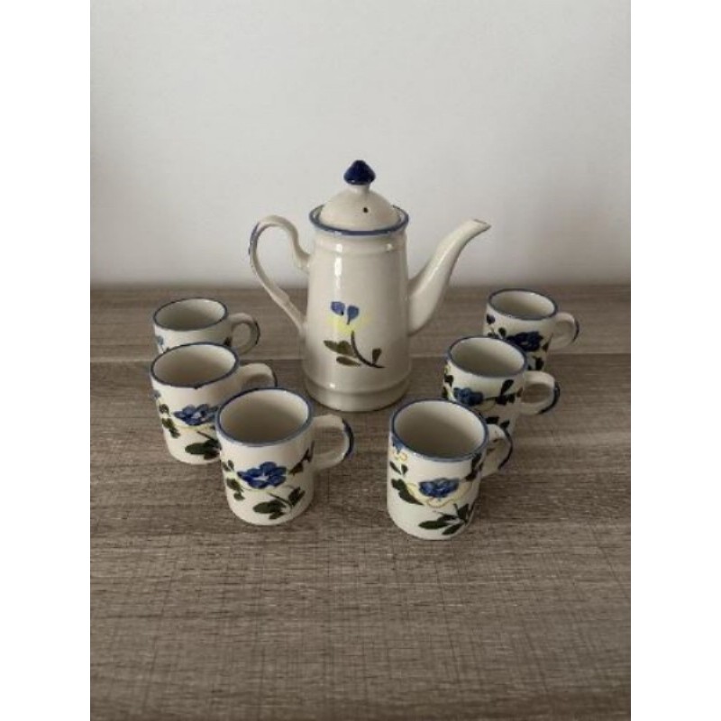 Cafetière + 6 tasses (motif fleurs)