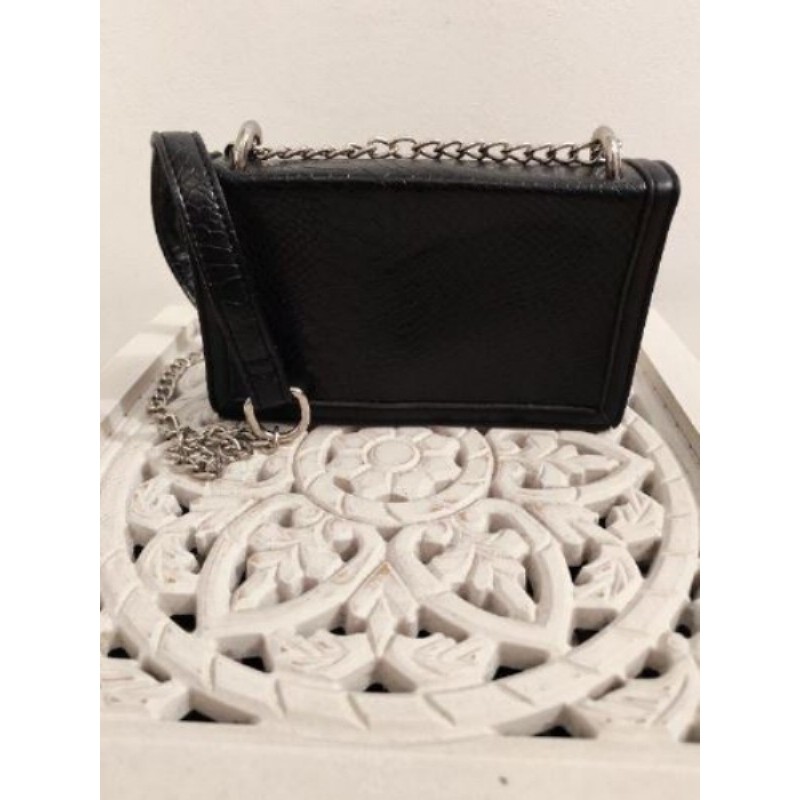 Sacoche petit format noir anse chaîne 