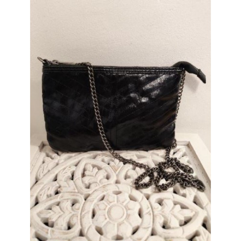 Sacoche noir simili cuir Kookai anse chaîne 