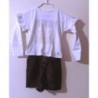 ENSEMBLE FILLE SHORT SIMILI CUIR ET TOP 
