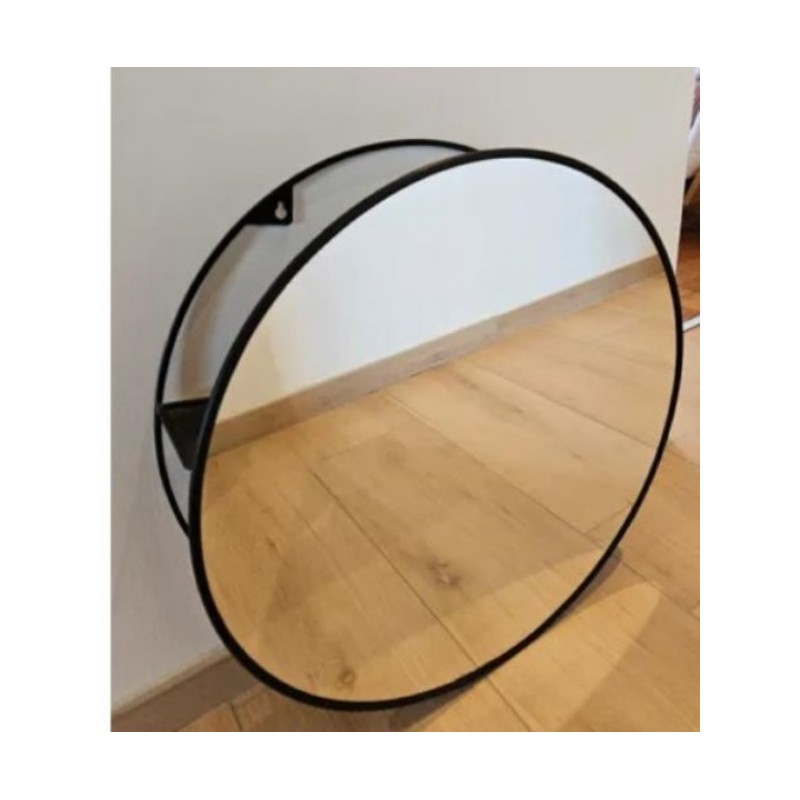 Miroir rond 51,8cm de diamètre avec 2 étagères au dos 13,5cm profondeur