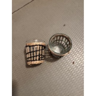 LOT 2 POTS VERRE ET PAILLE