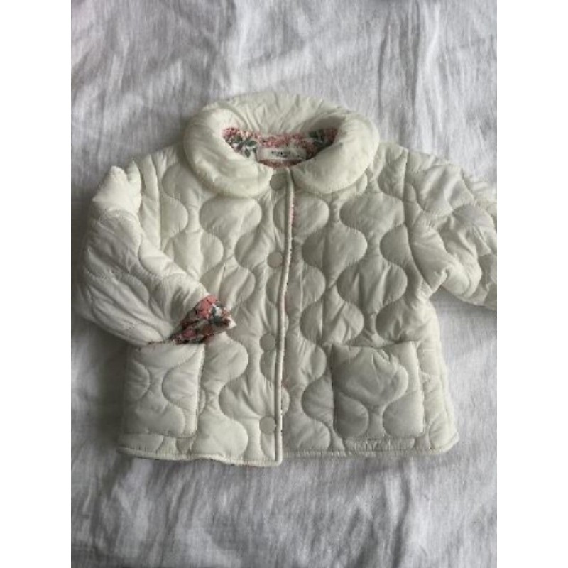 Manteau léger blanc bébé 9-12 mois intérieur fleurs 