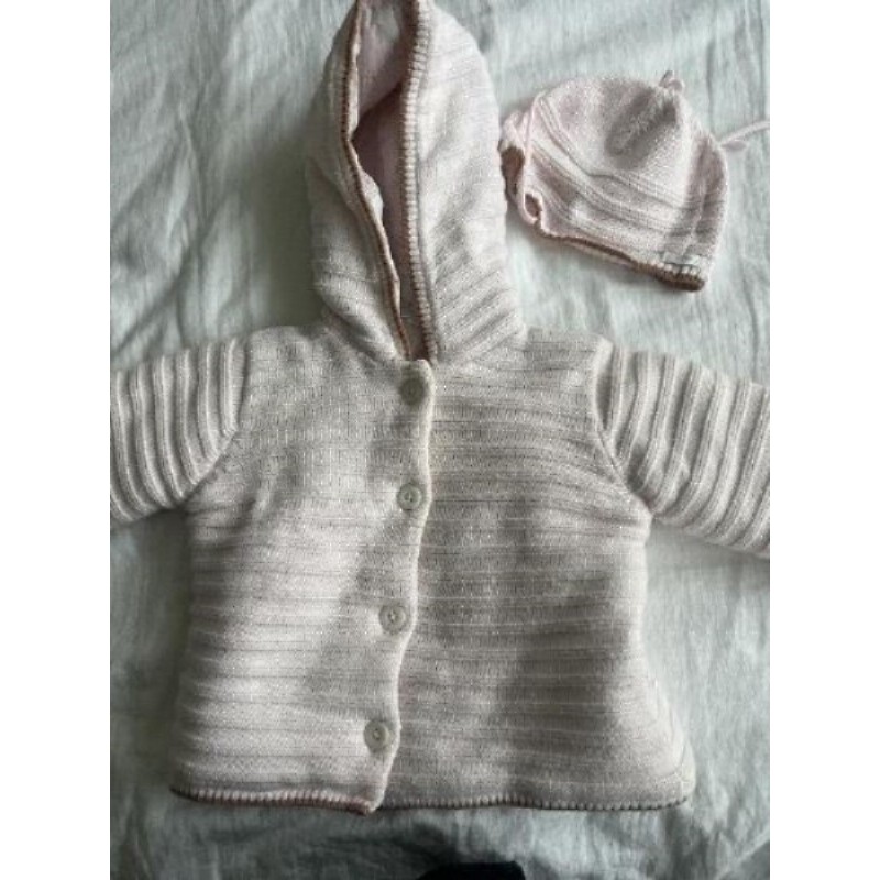 Manteau en coton Jacadi, rose, 6 mois avec bonnet