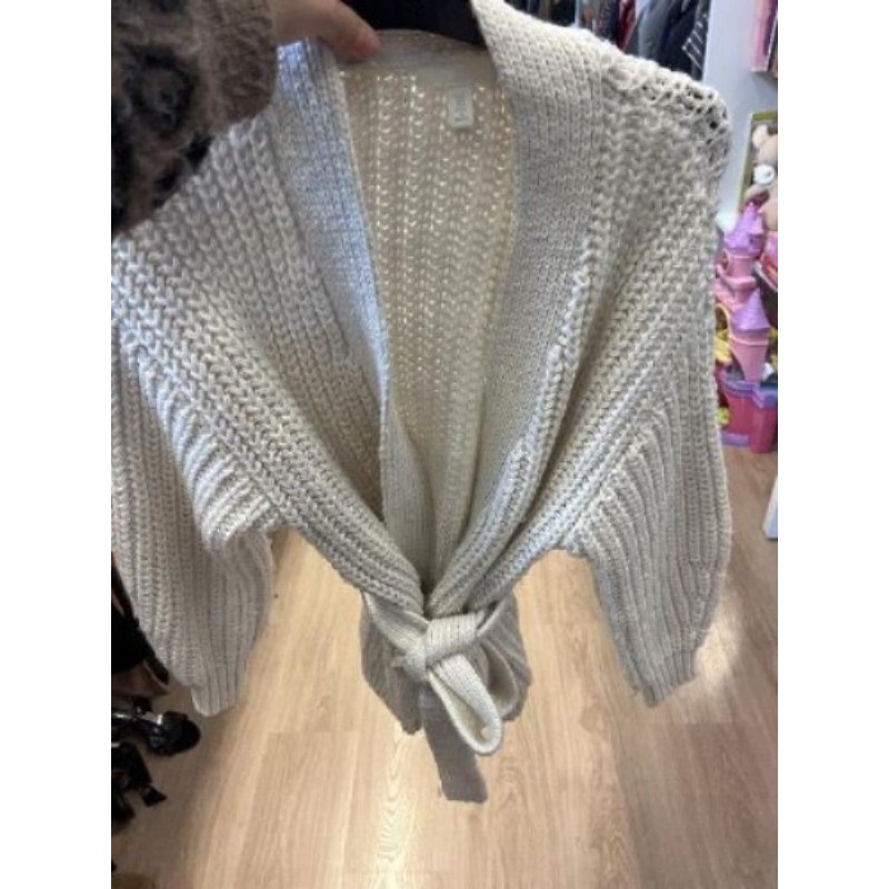 Gilet en grosse maille avec ceinture écru H&M taille s